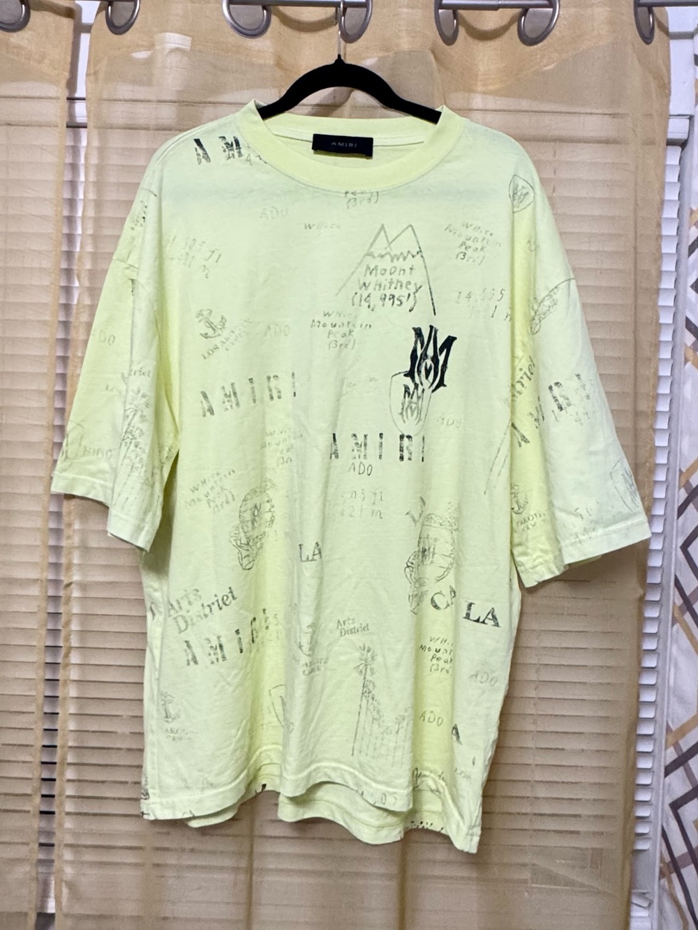 AMIRI Light Yellow Graphic Short Sleeve Tee